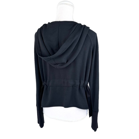 Athleta black open cardigan jacket sweatshirt soft hoodie rear tie small active - Picture 7 of 15